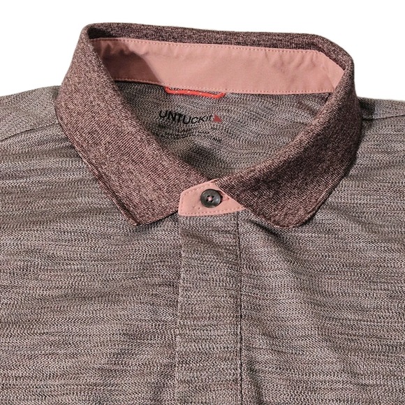 UNTUCKIT Shirt Mens L Camp Collar Button Polo Short Sleeve Purple Stretch - Picture 2 of 4
